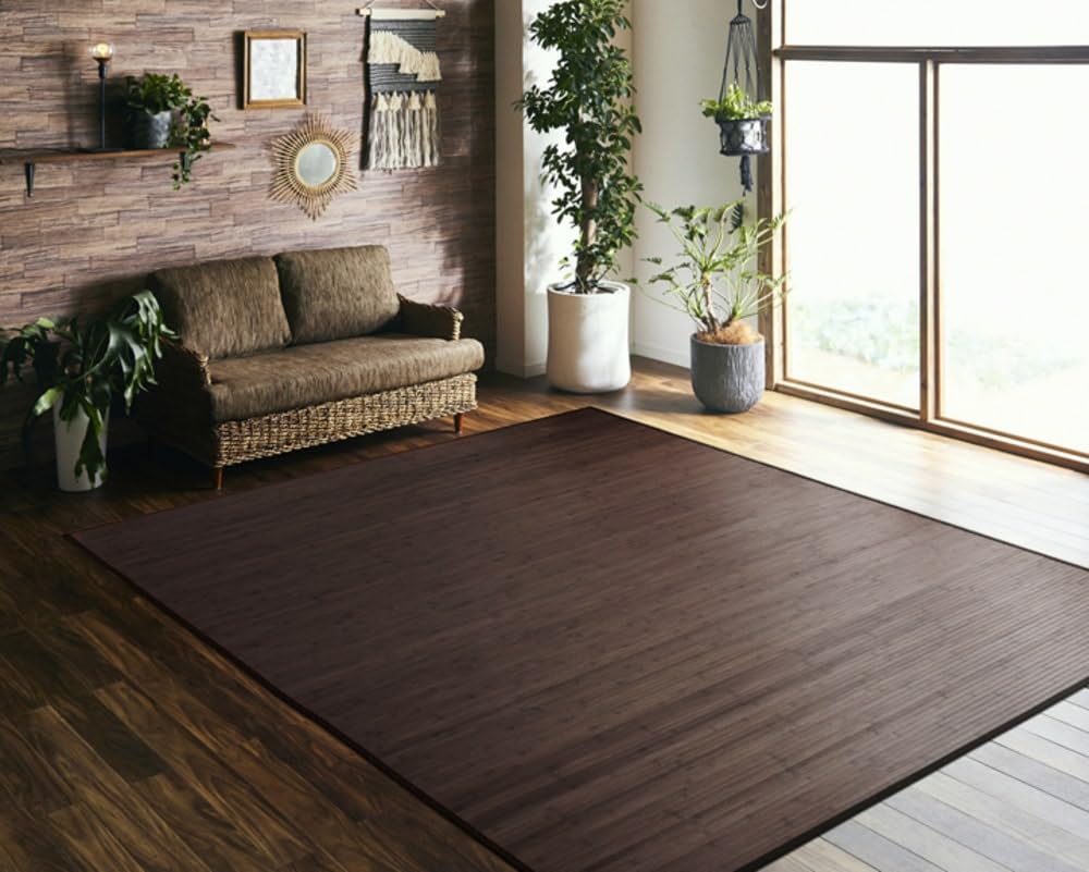 Amazon | ウッドカーペット 4畳半 4.5畳 竹ラグ ベルシア ダーク